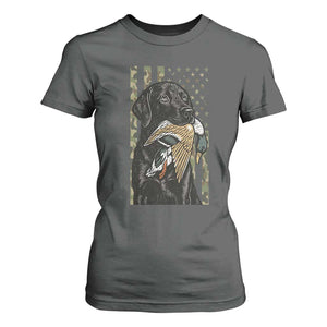 Patriotic Black Lab T Shirt For Women Hunting Dog American Flag Camo Gift TS12 Dark Heather Print Your Wear