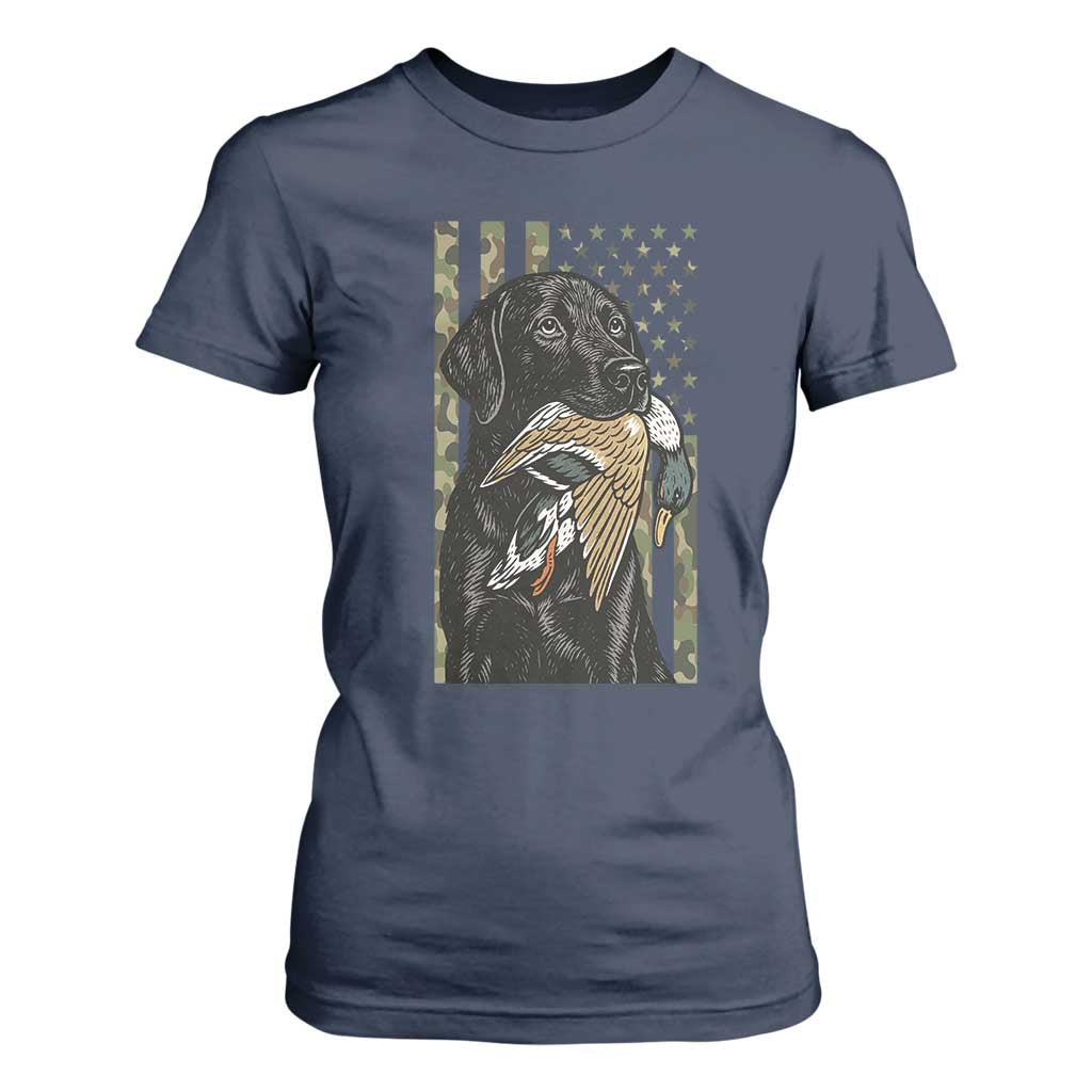 Patriotic Black Lab T Shirt For Women Hunting Dog American Flag Camo Gift TS12 Navy Print Your Wear