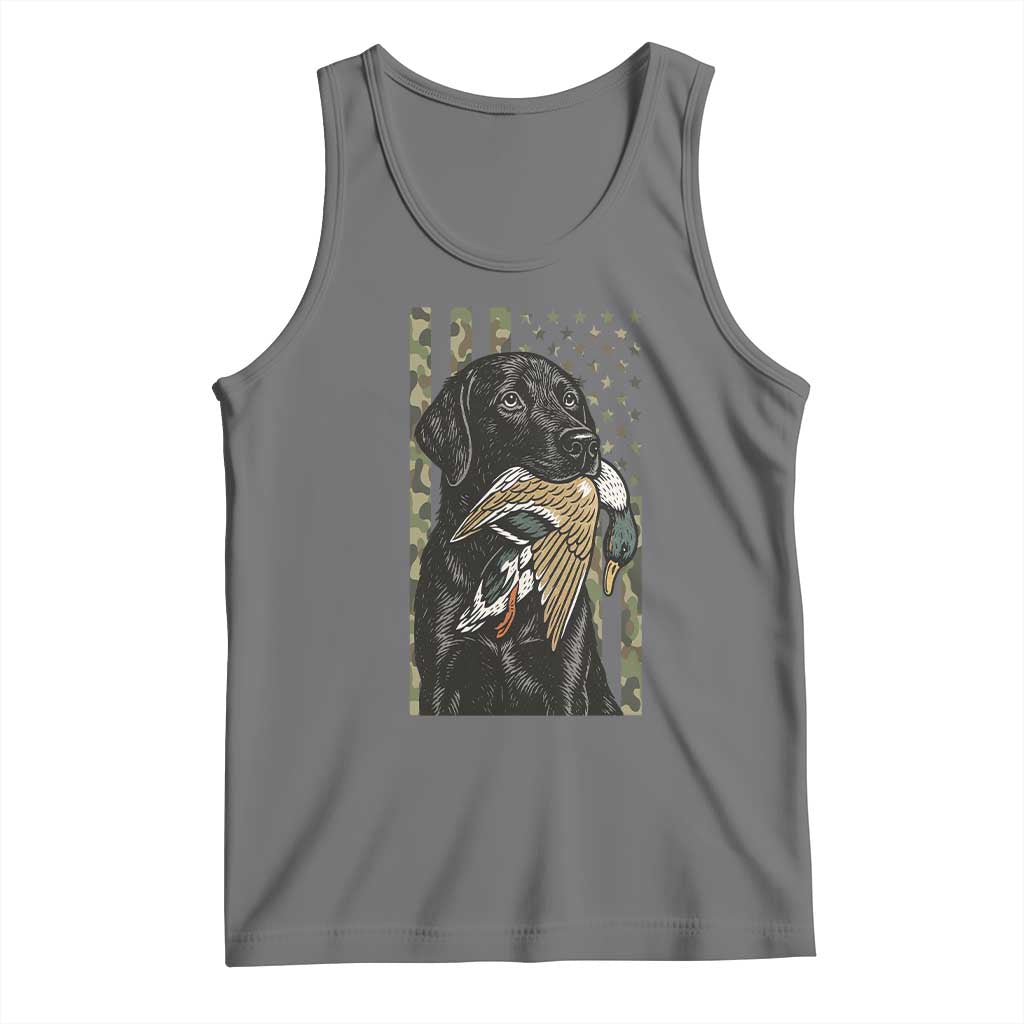 Patriotic Black Lab Tank Top Hunting Dog American Flag Camo Gift TS12 Black Heather Print Your Wear