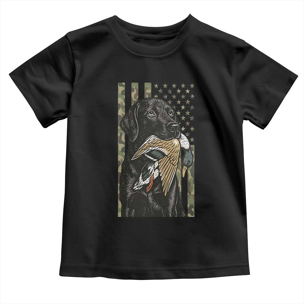 Patriotic Black Lab Toddler T Shirt Hunting Dog American Flag Camo Gift TS12 Black Print Your Wear