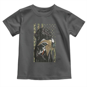 Patriotic Black Lab Toddler T Shirt Hunting Dog American Flag Camo Gift TS12 Dark Heather Print Your Wear