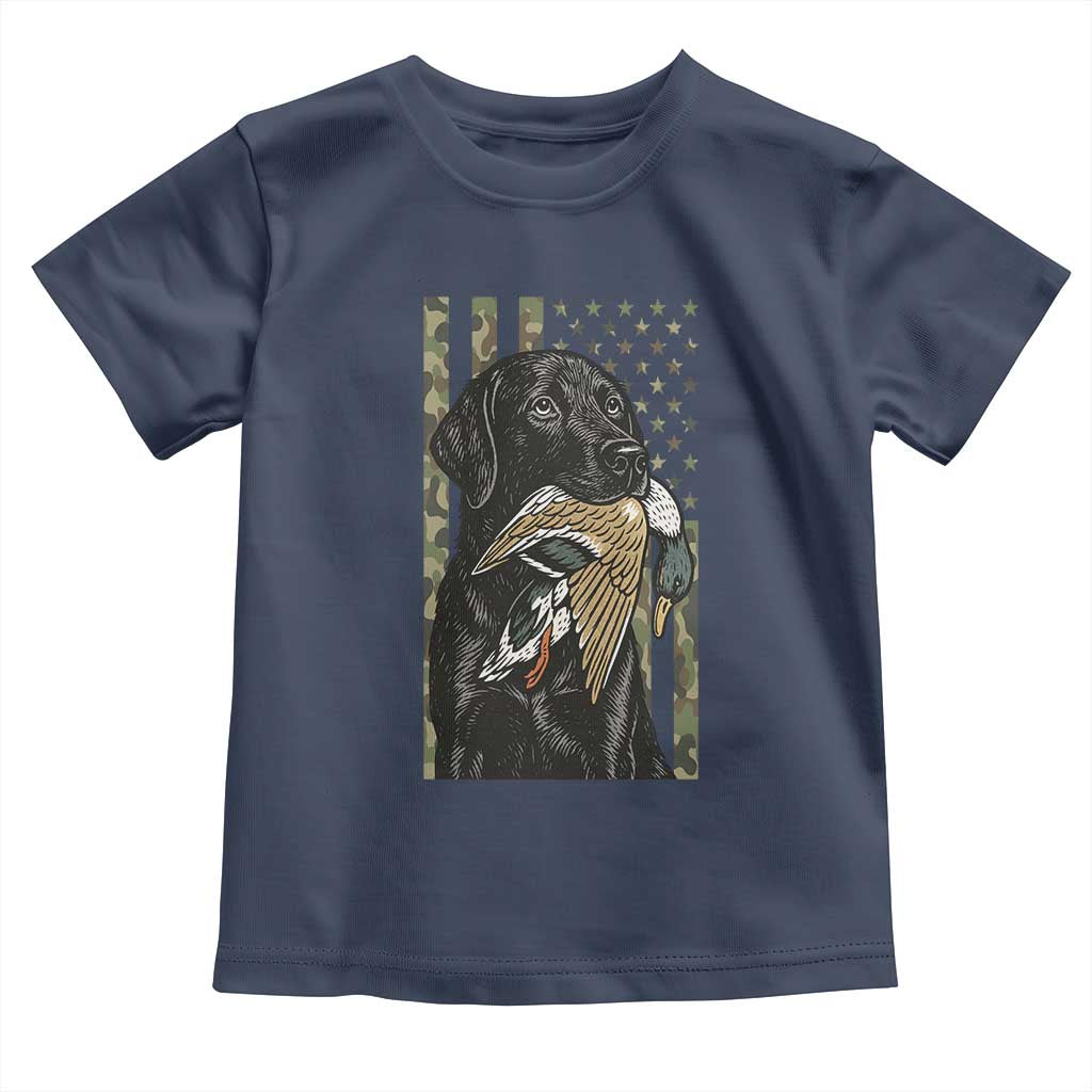 Patriotic Black Lab Toddler T Shirt Hunting Dog American Flag Camo Gift TS12 Navy Print Your Wear