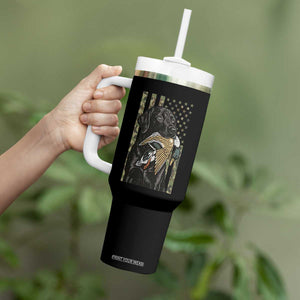 Patriotic Black Lab Tumbler With Handle Hunting Dog American Flag Camo Gift TS12 Print Your Wear