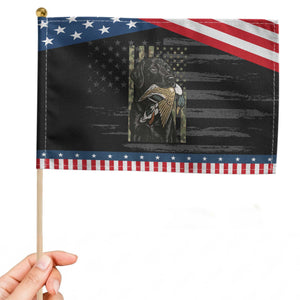 Patriotic Black Lab Patriotic Handheld Flag Hunting Dog American Flag Camo Gift TS12 Distressed 8.2" × 5.5" Black Blue Print Your Wear
