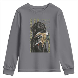 Patriotic Black Lab Youth Sweatshirt Hunting Dog American Flag Camo Gift TS12 Charcoal Print Your Wear