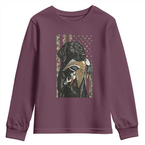 Patriotic Black Lab Youth Sweatshirt Hunting Dog American Flag Camo Gift TS12 Maroon Print Your Wear