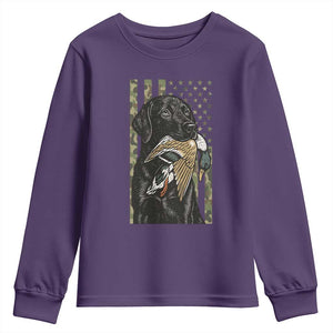 Patriotic Black Lab Youth Sweatshirt Hunting Dog American Flag Camo Gift TS12 Purple Print Your Wear