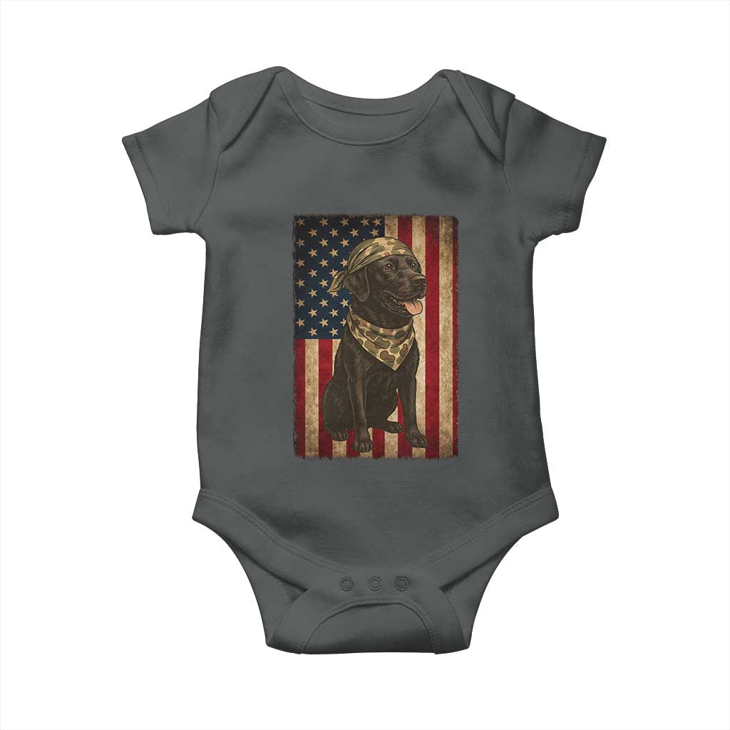 Black Labrador Baby Onesie Hunting American Flag Dog Lover Gift TS12 Dark Heather Print Your Wear