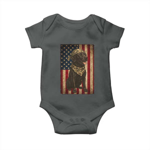 Black Labrador Baby Onesie Hunting American Flag Dog Lover Gift TS12 Dark Heather Print Your Wear