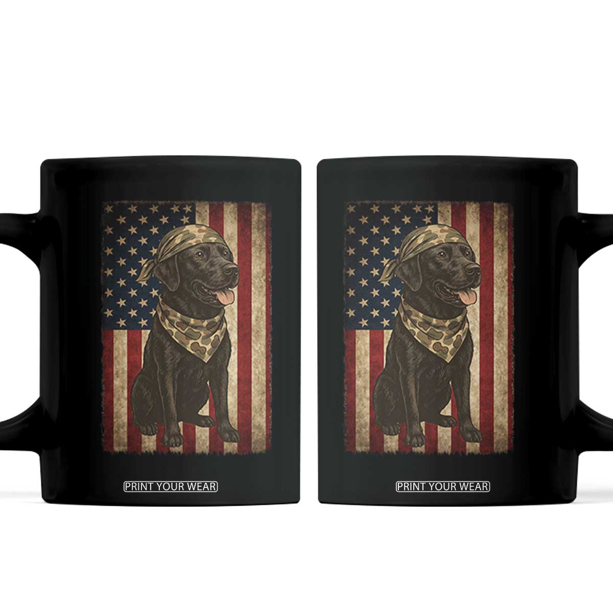 Black Labrador Coffee Mug Hunting American Flag Dog Lover Gift TS12 Black Print Your Wear