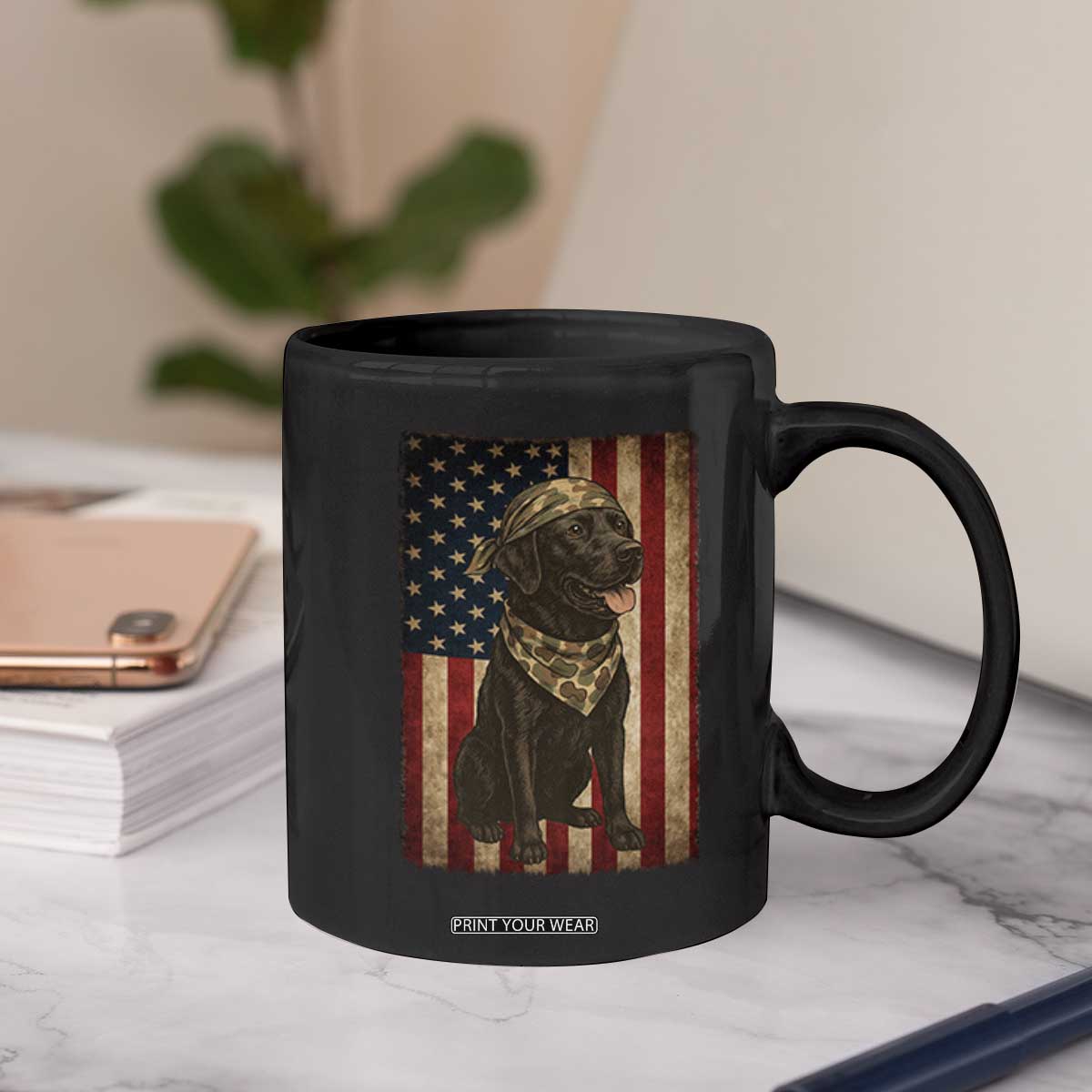 Black Labrador Coffee Mug Hunting American Flag Dog Lover Gift TS12 Print Your Wear