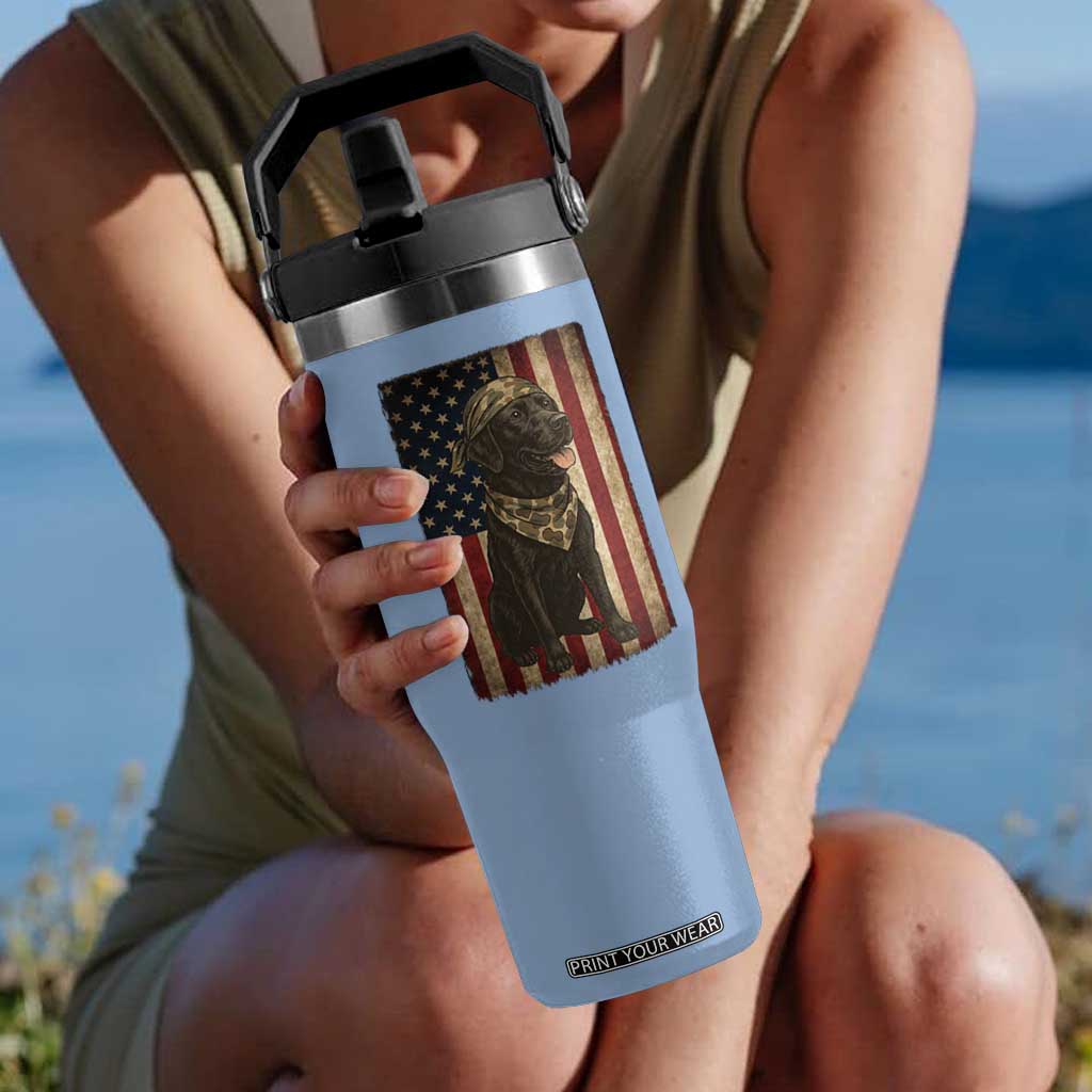 Black Labrador Flip Straw Tumbler Hunting American Flag Dog Lover Gift TS12 One Size: 30 oz Light Blue Print Your Wear
