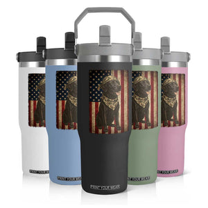 Black Labrador Flip Straw Tumbler Hunting American Flag Dog Lover Gift TS12 Print Your Wear