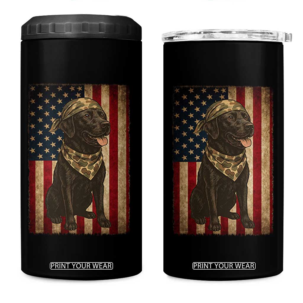 Black Labrador 4 in 1 Can Cooler Tumbler Hunting American Flag Dog Lover Gift TS12 One Size: 16 oz Black Print Your Wear