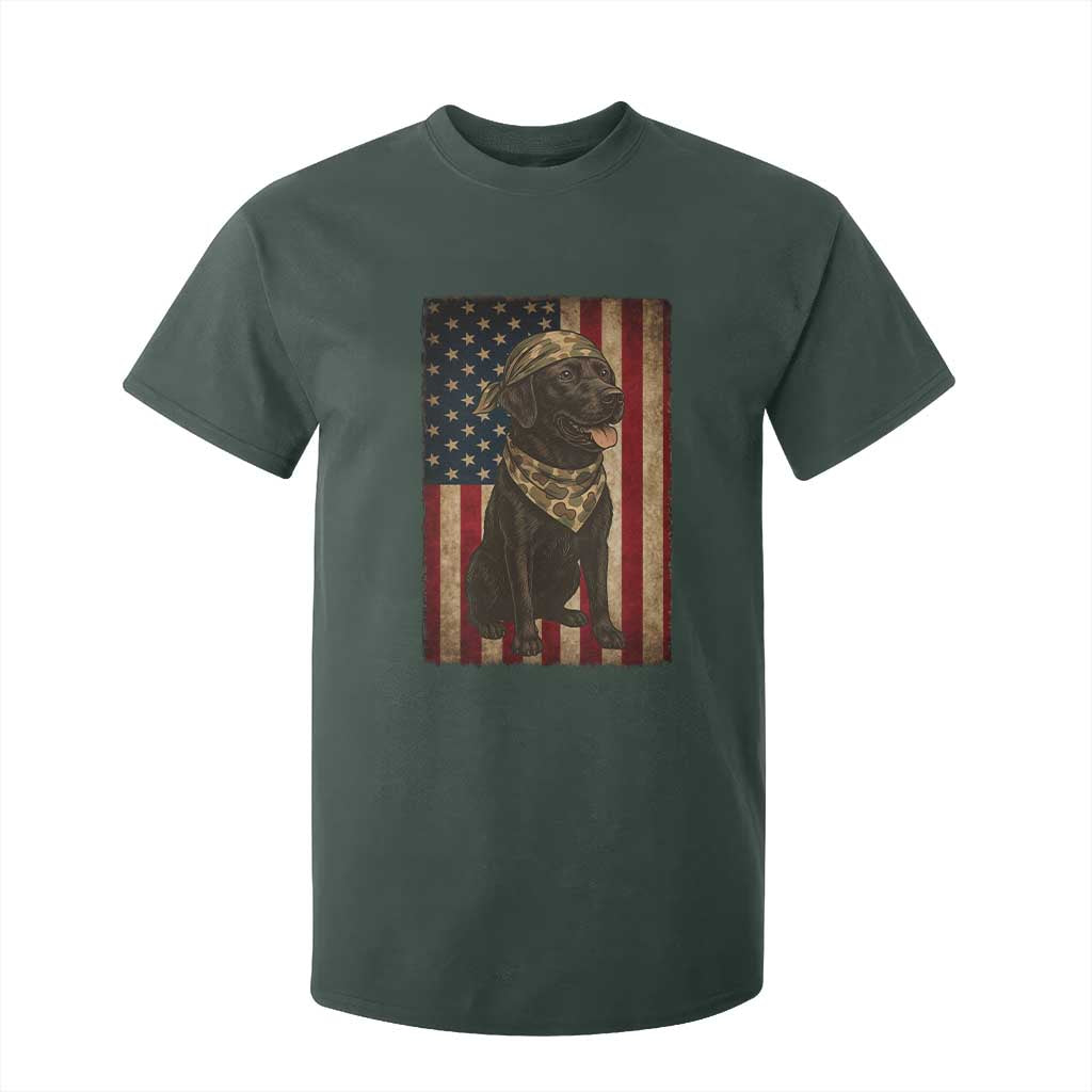 Black Labrador T Shirt For Kid Hunting American Flag Dog Lover Gift TS12 Dark Forest Green Print Your Wear