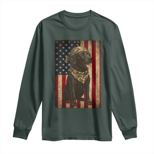 Black Labrador Long Sleeve Shirt Hunting American Flag Dog Lover Gift TS12 Dark Forest Green Print Your Wear