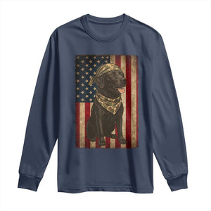 Black Labrador Long Sleeve Shirt Hunting American Flag Dog Lover Gift TS12 Navy Print Your Wear