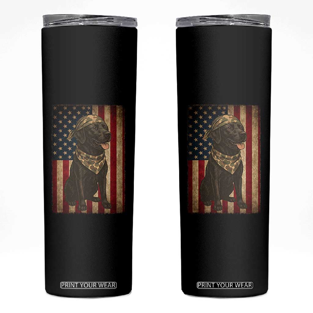 Black Labrador Skinny Tumbler Hunting American Flag Dog Lover Gift TS12 Black Print Your Wear
