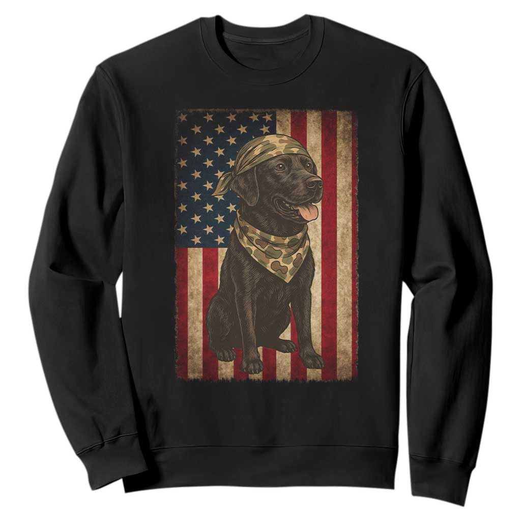 Black Labrador Sweatshirt Hunting American Flag Dog Lover Gift TS12 Black Print Your Wear