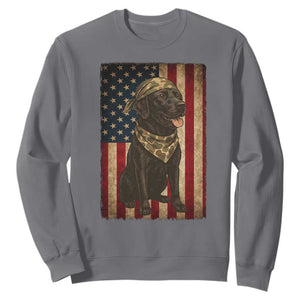 Black Labrador Sweatshirt Hunting American Flag Dog Lover Gift TS12 Charcoal Print Your Wear