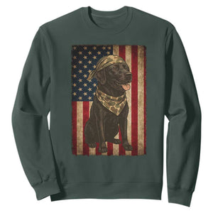 Black Labrador Sweatshirt Hunting American Flag Dog Lover Gift TS12 Dark Forest Green Print Your Wear