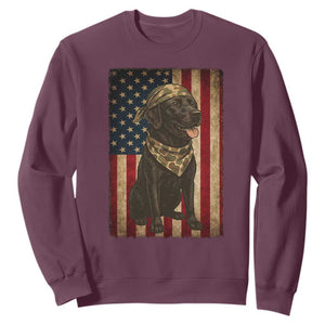 Black Labrador Sweatshirt Hunting American Flag Dog Lover Gift TS12 Maroon Print Your Wear