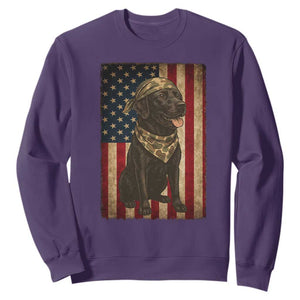 Black Labrador Sweatshirt Hunting American Flag Dog Lover Gift TS12 Purple Print Your Wear