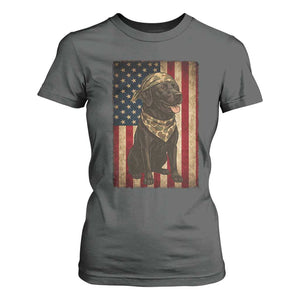 Black Labrador T Shirt For Women Hunting American Flag Dog Lover Gift TS12 Dark Heather Print Your Wear