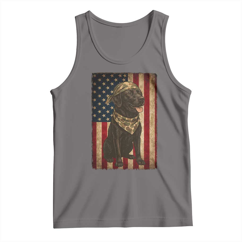 Black Labrador Tank Top Hunting American Flag Dog Lover Gift TS12 Deep Heather Print Your Wear