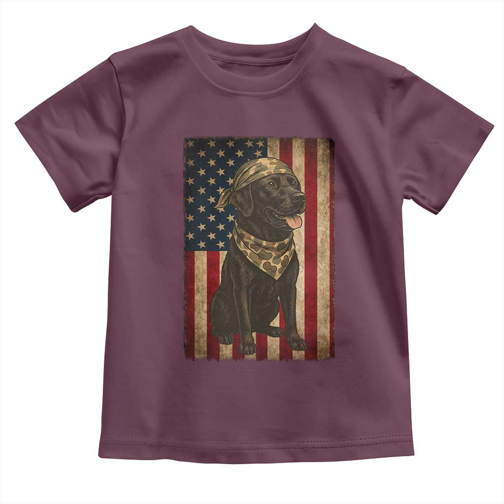 Black Labrador Toddler T Shirt Hunting American Flag Dog Lover Gift TS12 Maroon Print Your Wear