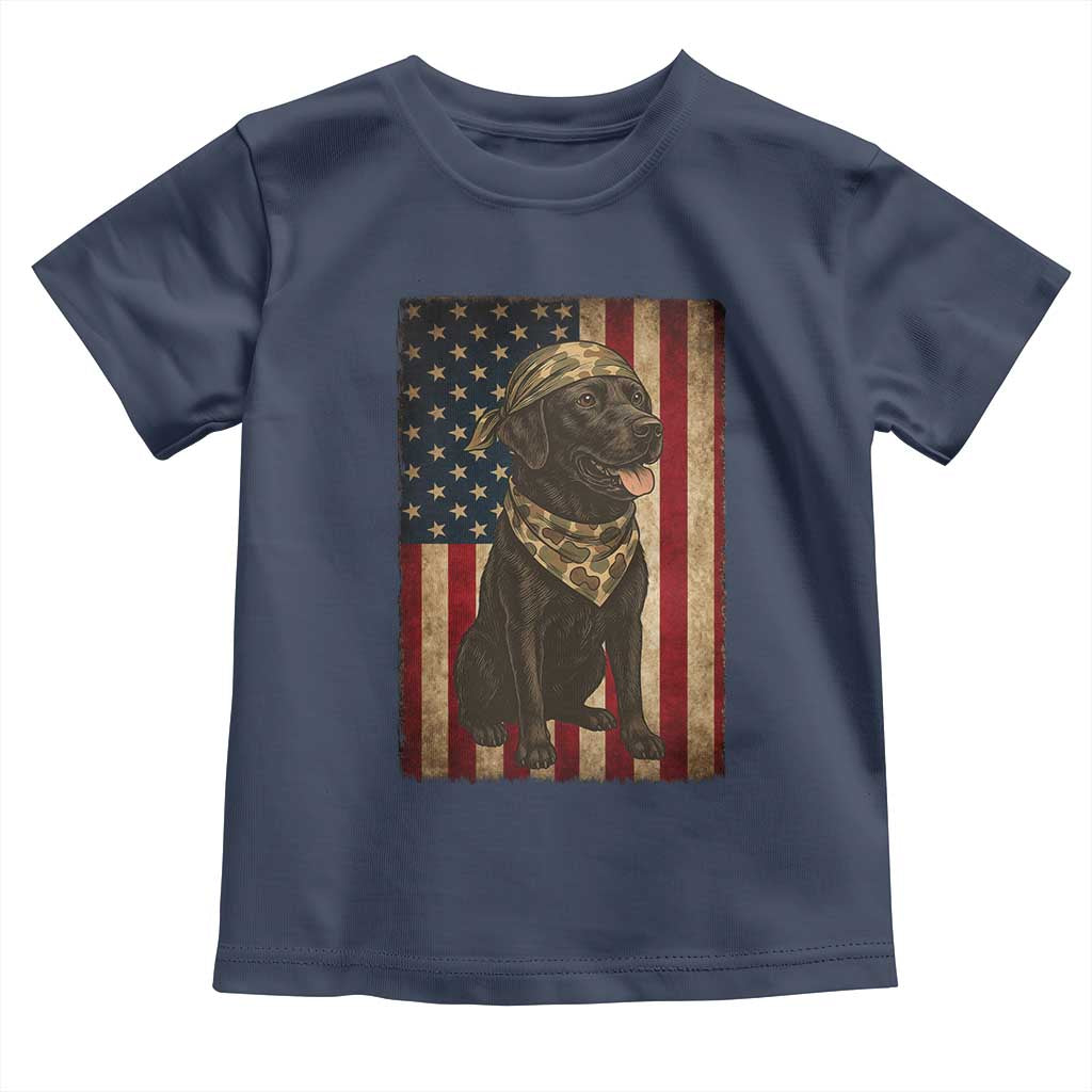 Black Labrador Toddler T Shirt Hunting American Flag Dog Lover Gift TS12 Navy Print Your Wear