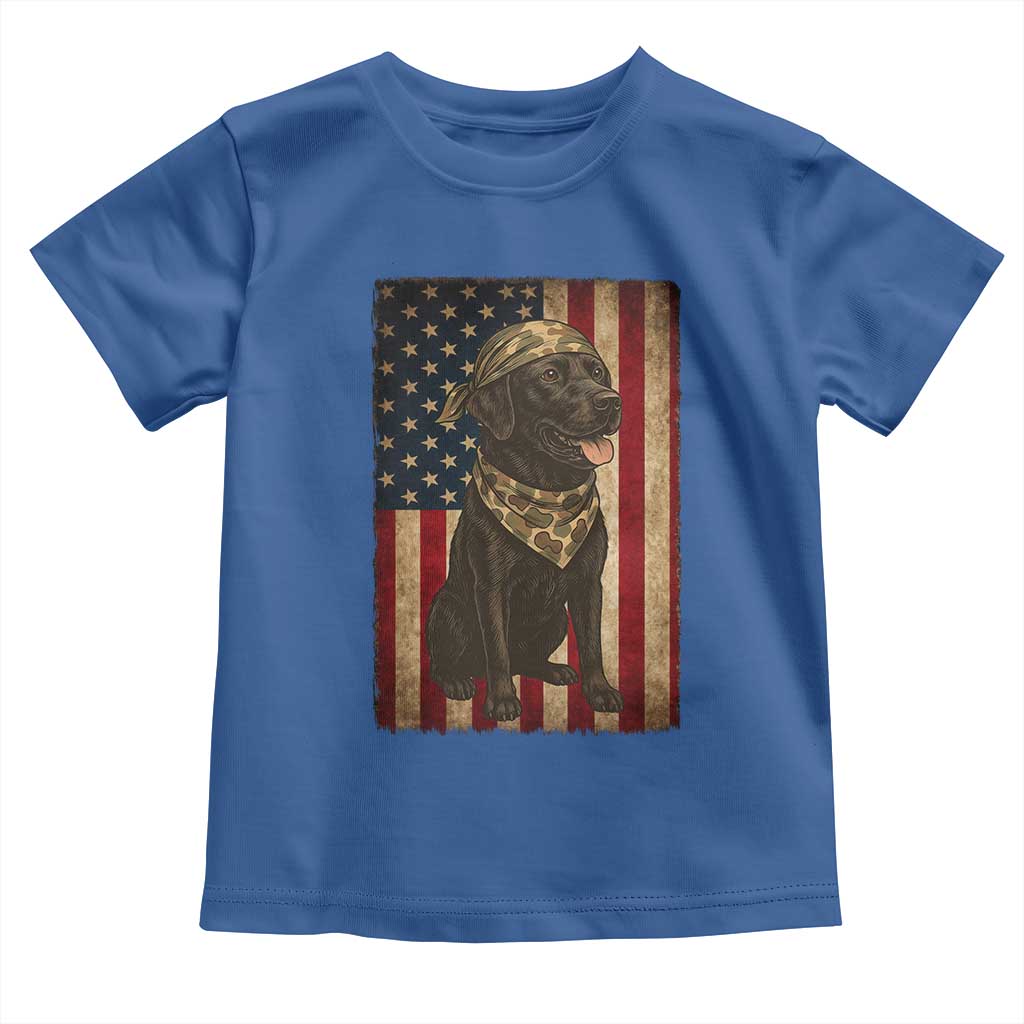 Black Labrador Toddler T Shirt Hunting American Flag Dog Lover Gift TS12 Royal Blue Print Your Wear