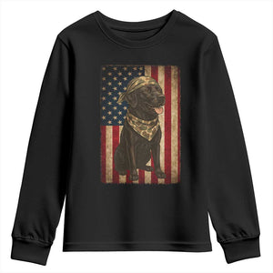 Black Labrador Youth Sweatshirt Hunting American Flag Dog Lover Gift TS12 Black Print Your Wear