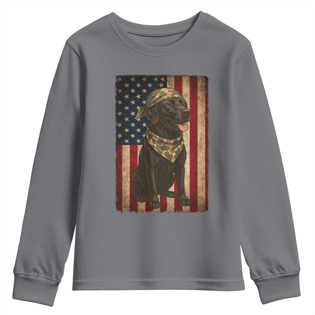 Black Labrador Youth Sweatshirt Hunting American Flag Dog Lover Gift TS12 Charcoal Print Your Wear
