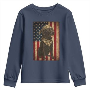 Black Labrador Youth Sweatshirt Hunting American Flag Dog Lover Gift TS12 Navy Print Your Wear