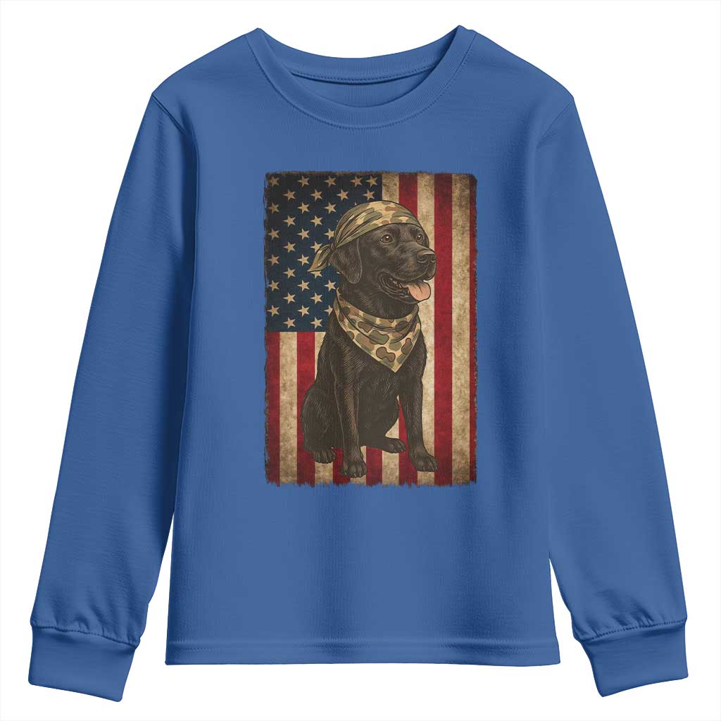 Black Labrador Youth Sweatshirt Hunting American Flag Dog Lover Gift TS12 Royal Blue Print Your Wear