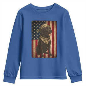 Black Labrador Youth Sweatshirt Hunting American Flag Dog Lover Gift TS12 Royal Blue Print Your Wear