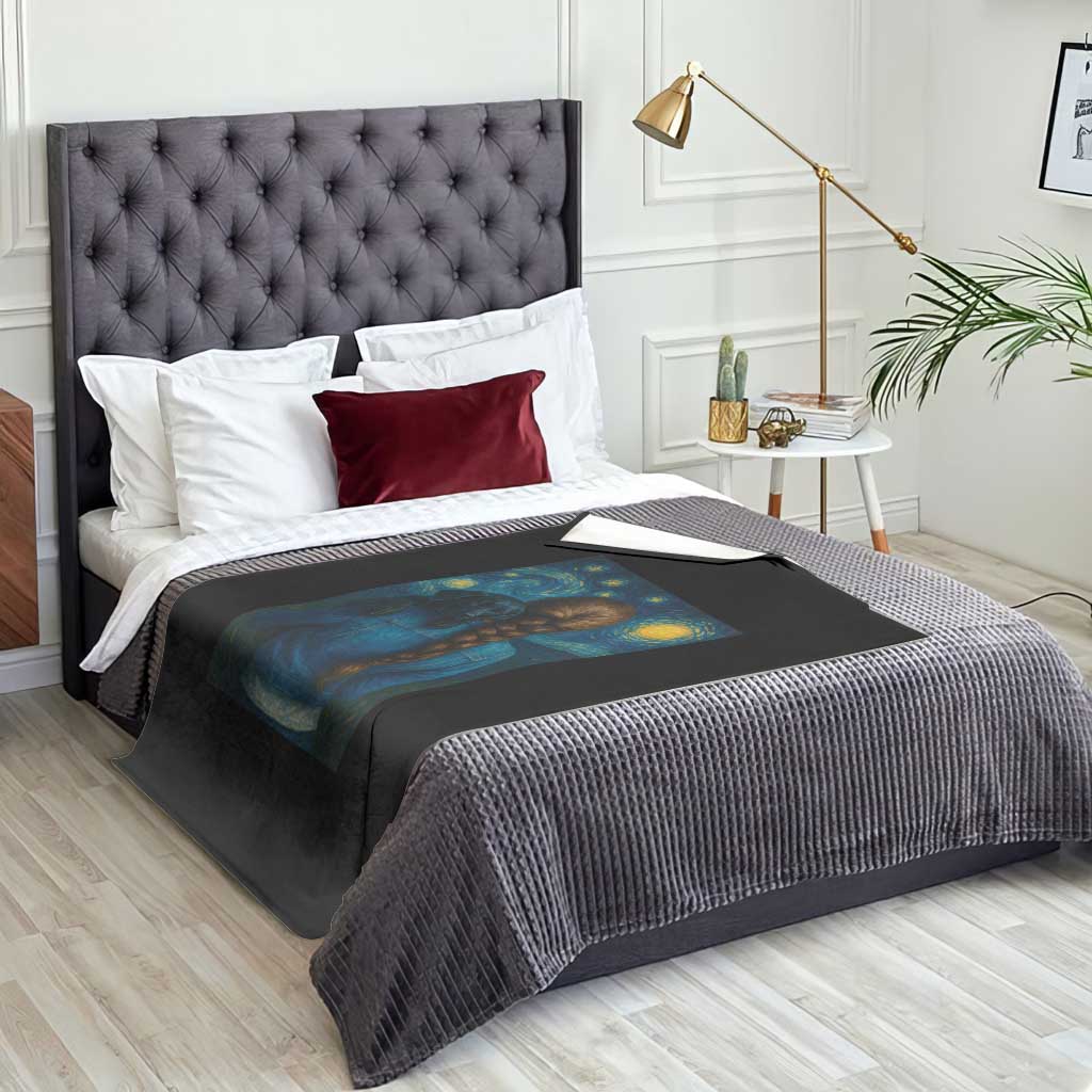 Starry Night Art Parody Throw Blanket Girl And Labrador Retriever Dog Mom Gift TS12 Print Your Wear