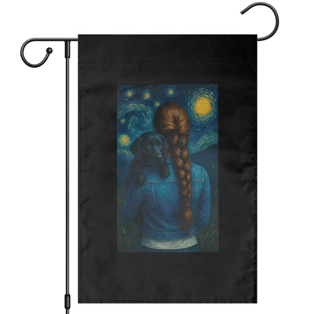 Starry Night Art Parody Garden Flag Girl And Labrador Retriever Dog Mom Gift TS12 Black Print Your Wear