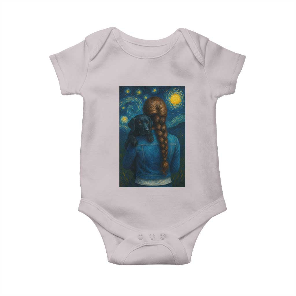 Starry Night Art Parody Baby Onesie Girl And Labrador Retriever Dog Mom Gift TS12 Ice Gray Print Your Wear