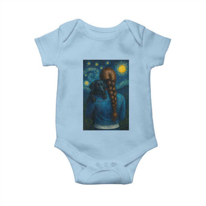 Starry Night Art Parody Baby Onesie Girl And Labrador Retriever Dog Mom Gift TS12 Light Blue Print Your Wear