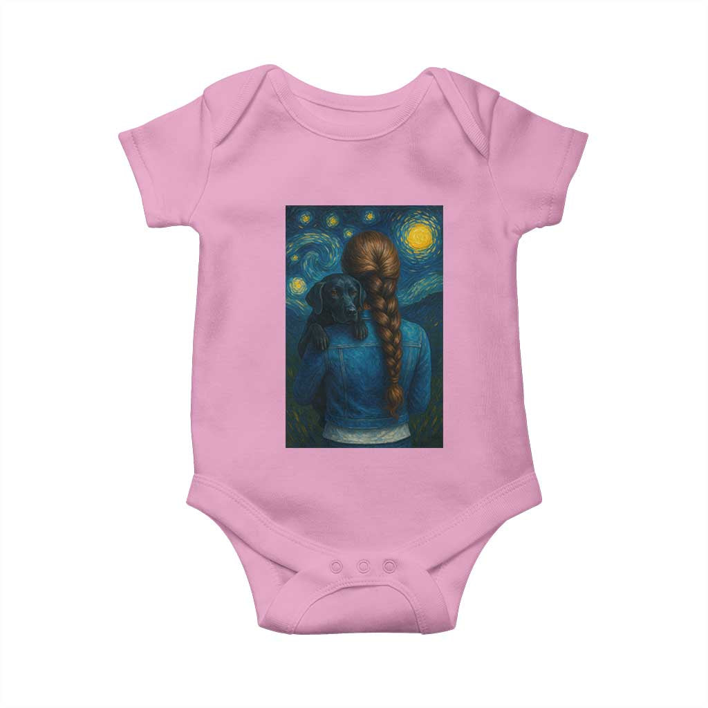 Starry Night Art Parody Baby Onesie Girl And Labrador Retriever Dog Mom Gift TS12 Light Pink Print Your Wear