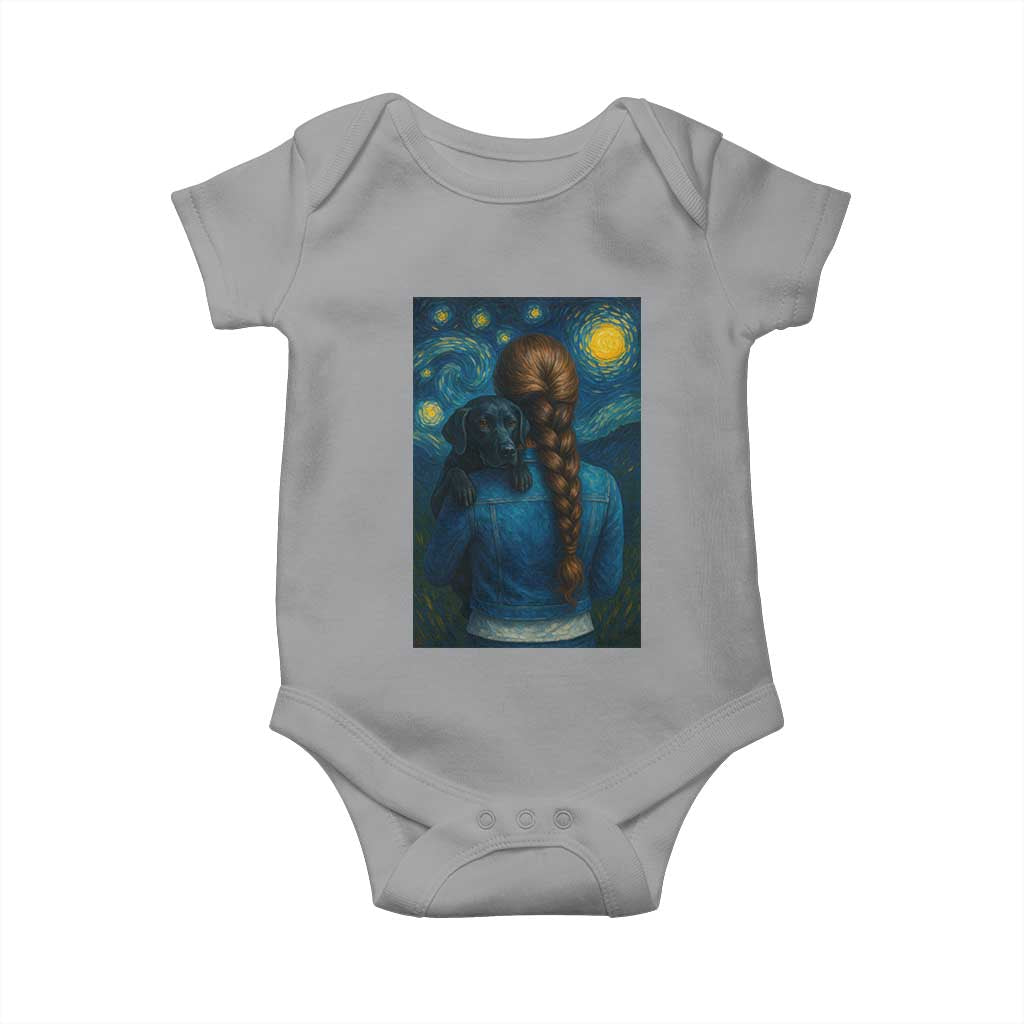 Starry Night Art Parody Baby Onesie Girl And Labrador Retriever Dog Mom Gift TS12 Sport Gray Print Your Wear