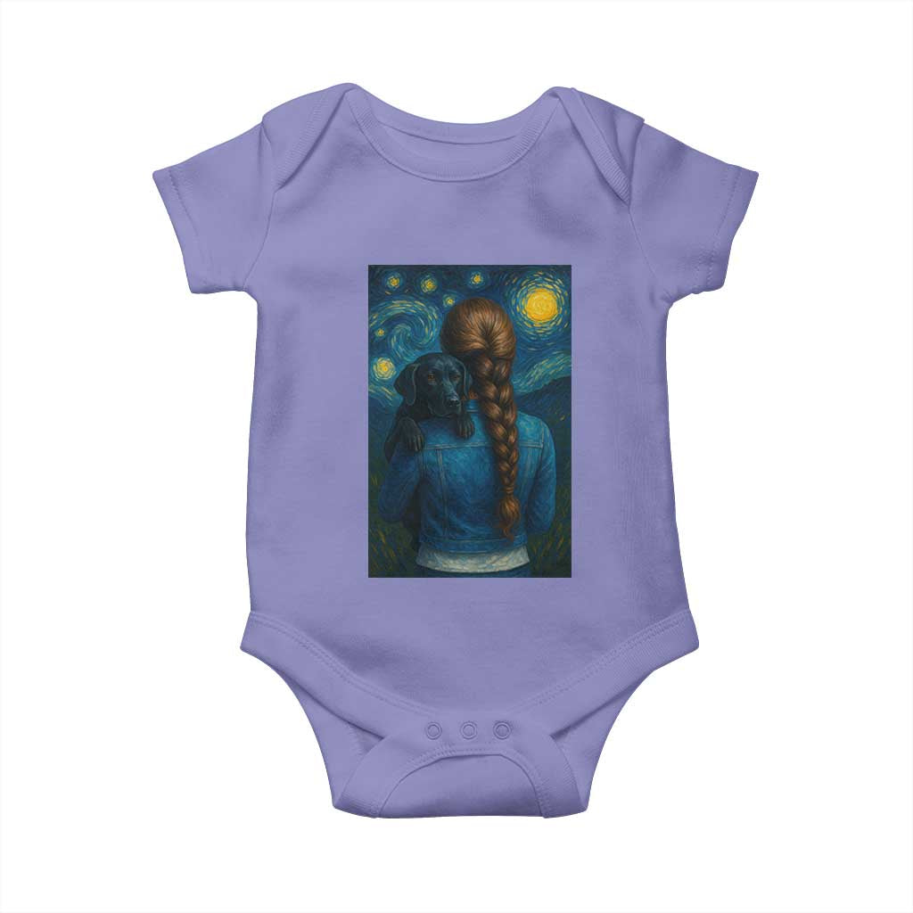 Starry Night Art Parody Baby Onesie Girl And Labrador Retriever Dog Mom Gift TS12 Violet Print Your Wear