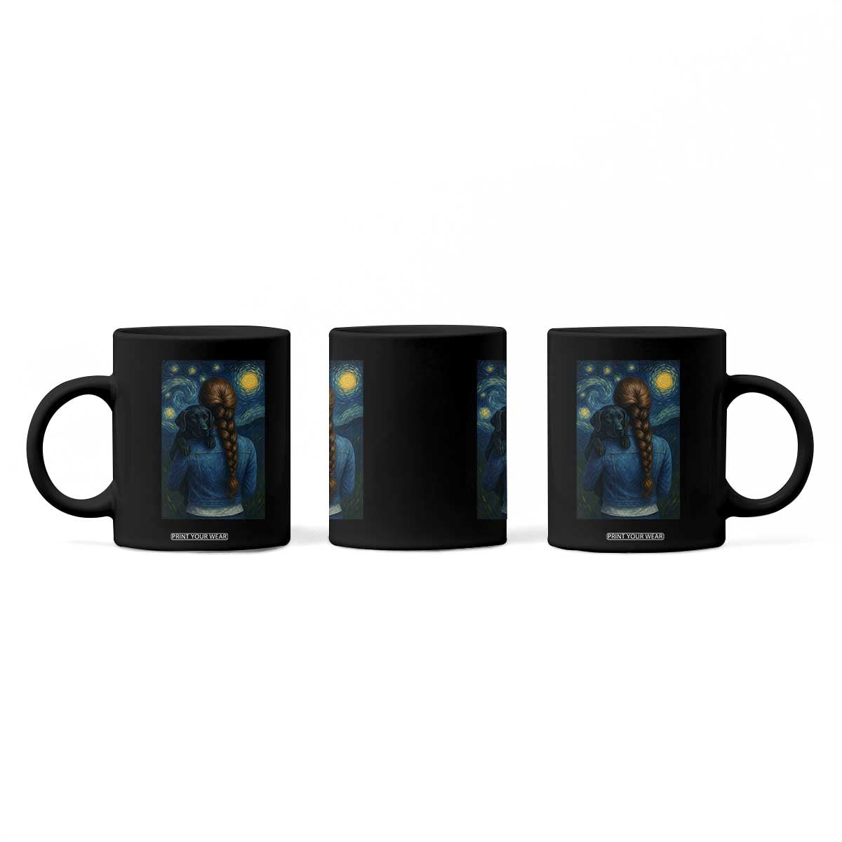 Starry Night Art Parody Coffee Mug Girl And Labrador Retriever Dog Mom Gift TS12 Print Your Wear