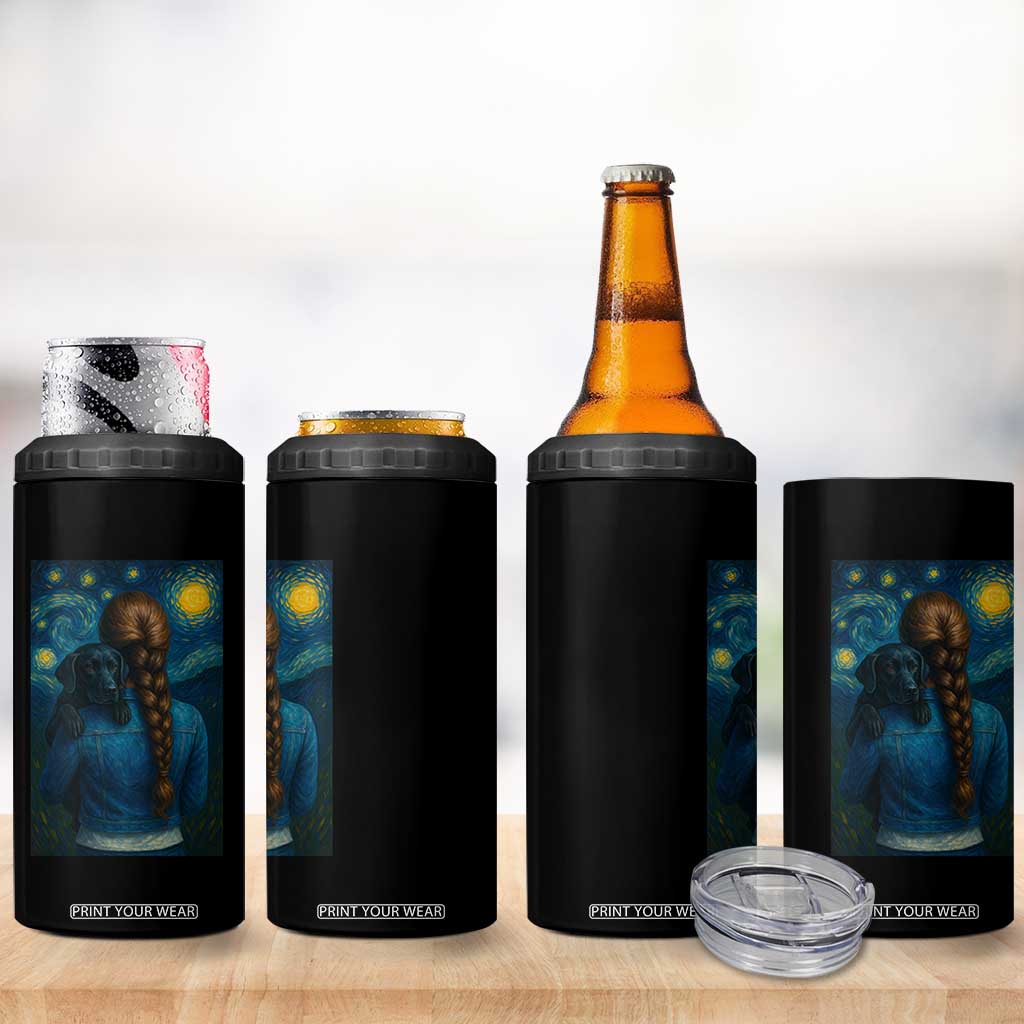 Starry Night Art Parody 4 in 1 Can Cooler Tumbler Girl And Labrador Retriever Dog Mom Gift TS12 Print Your Wear