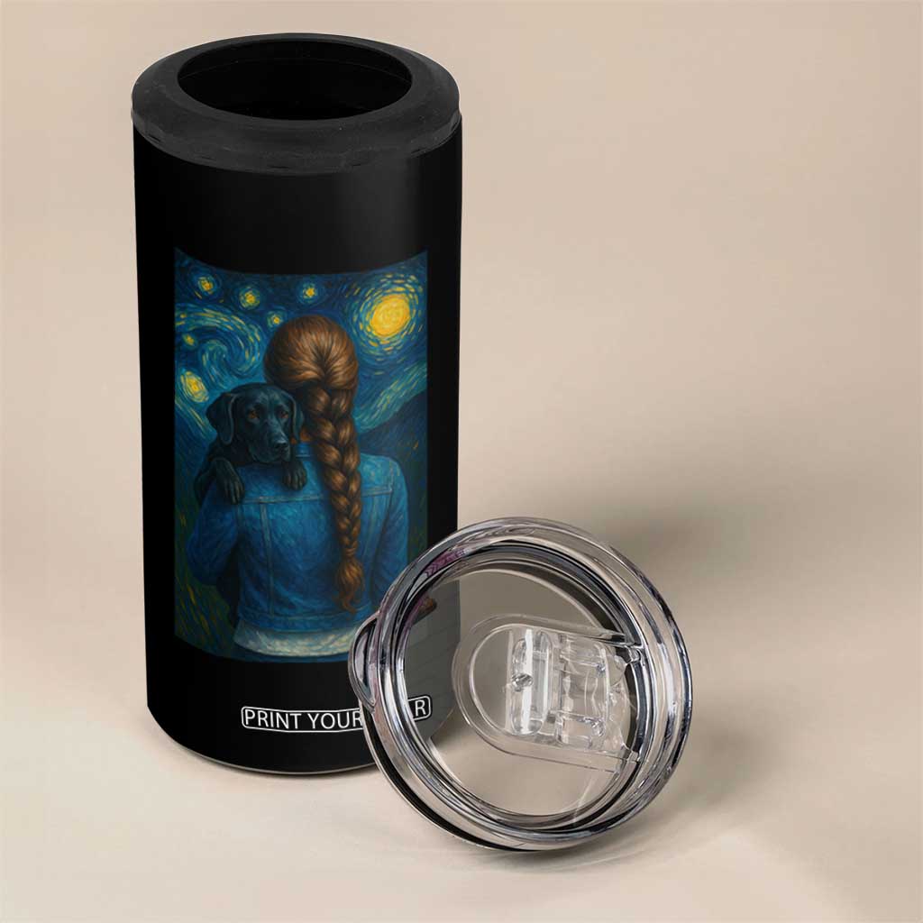Starry Night Art Parody 4 in 1 Can Cooler Tumbler Girl And Labrador Retriever Dog Mom Gift TS12 Print Your Wear