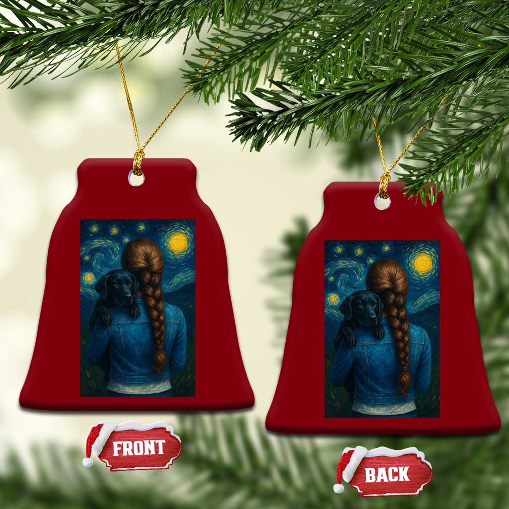 Starry Night Art Parody Ceramic Ornament Girl And Labrador Retriever Dog Mom Gift TS12 Print Your Wear