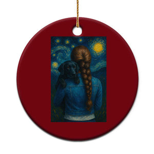 Starry Night Art Parody Ceramic Ornament Girl And Labrador Retriever Dog Mom Gift TS12 1pc Red Print Your Wear