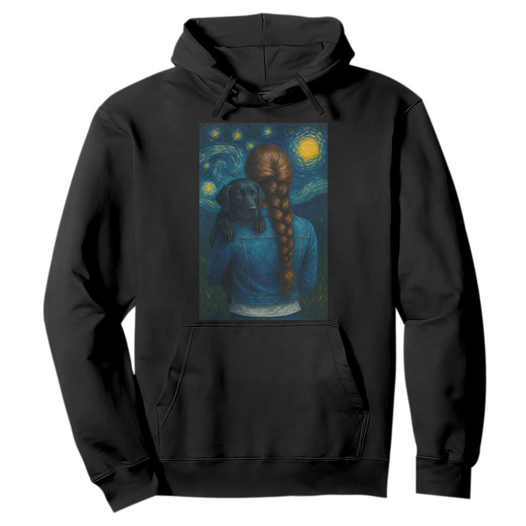 Starry Night Art Parody Hoodie Girl And Labrador Retriever Dog Mom Gift TS12 Black Print Your Wear